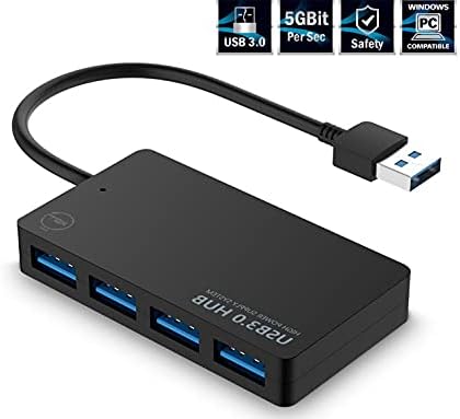 USB Hub 4-Port USB 3.0 Hub Ultra-Slim Data USB Splitter [Charging not Supported] Compatible with MacBook, Laptop, Surface Pro, PC, Flash Drive, Mobile HDD